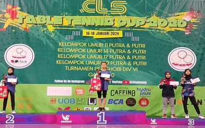 Hefin Alea Anisah Raih Juara 3 Tunggal Putri U-14 CLS Tenis Meja Cup 3 di Surabaya