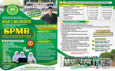 Telah Dibuka PPDB MTsN 3 Mojokerto Tahun Ajaran 2026-2027